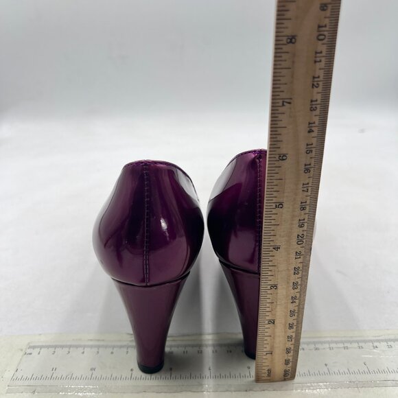 miss left Purple Low Platform Chunky High Heel Slip On Round Toe Elegant Pump - Picture 5 of 8